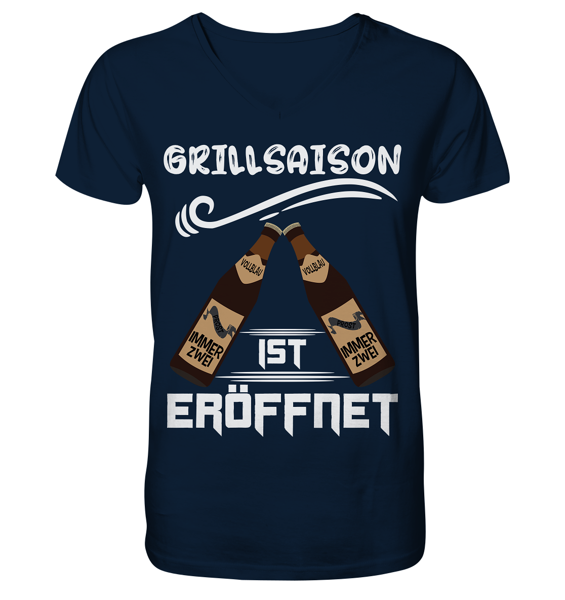 Grillsaison ist eröffnet, Grillen, Party, Feiern, Helles Design - V-Neck Shirt