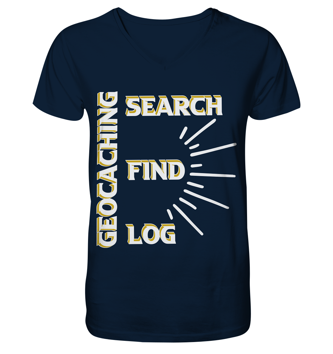 Geocaching-SEARCH-FIND-LOG, Cache Helles Disign - V-Neck Shirt