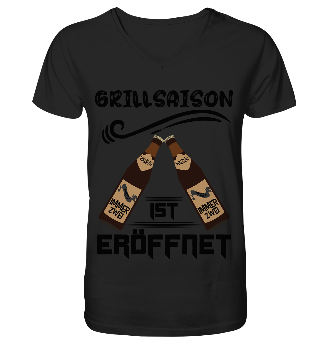 Grillsaison ist eröffnet, Grillen, Party, Feiern, Schwarzes Design - V-Neck Shirt