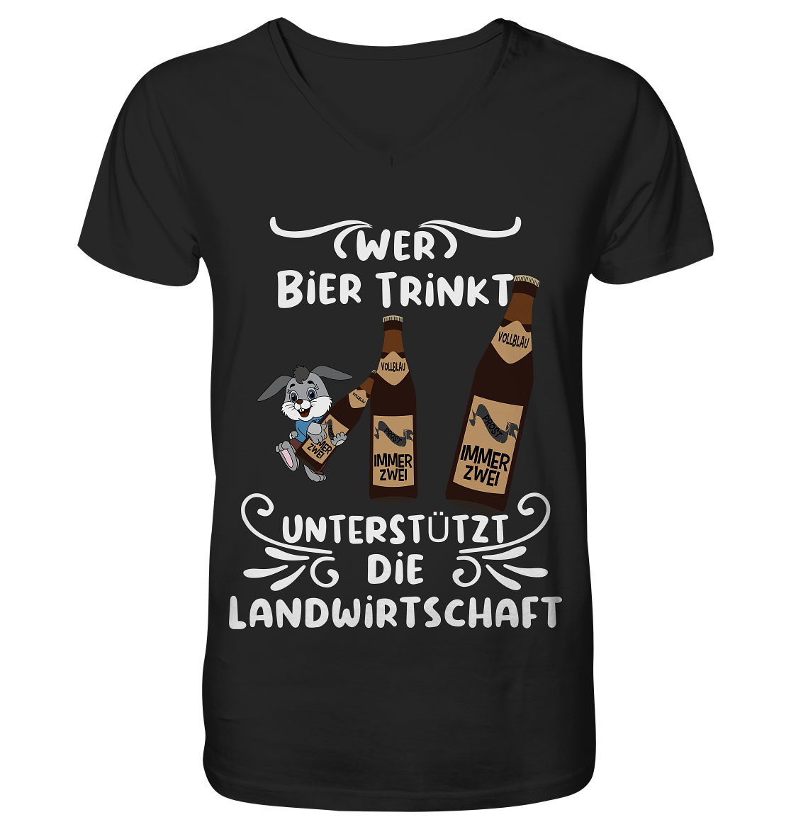 Wer Bier trinkt unterstützt die Landwirtschaft, Party- Shirt - V-Neck Shirt