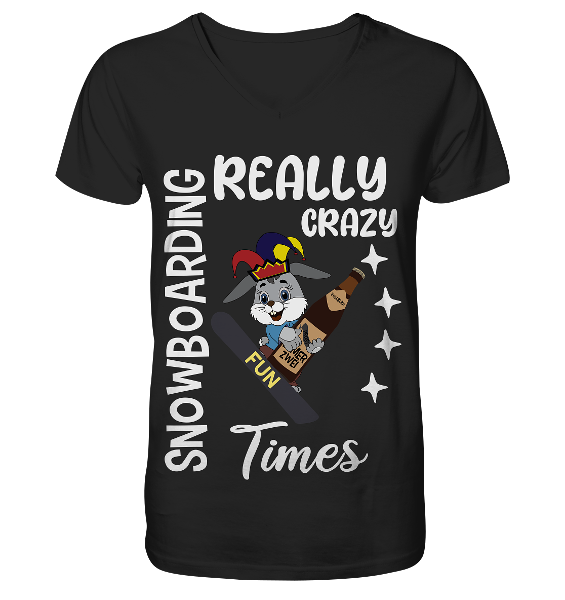 Snowboarding, Crazy Times, Snowboarder, Party - V-Neck Shirt