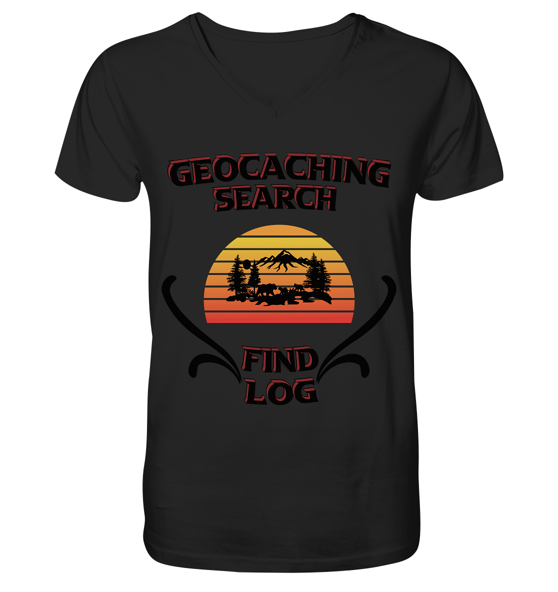 Geocaching, Suchen, Finden und Log, Geocaches - V-Neck Shirt