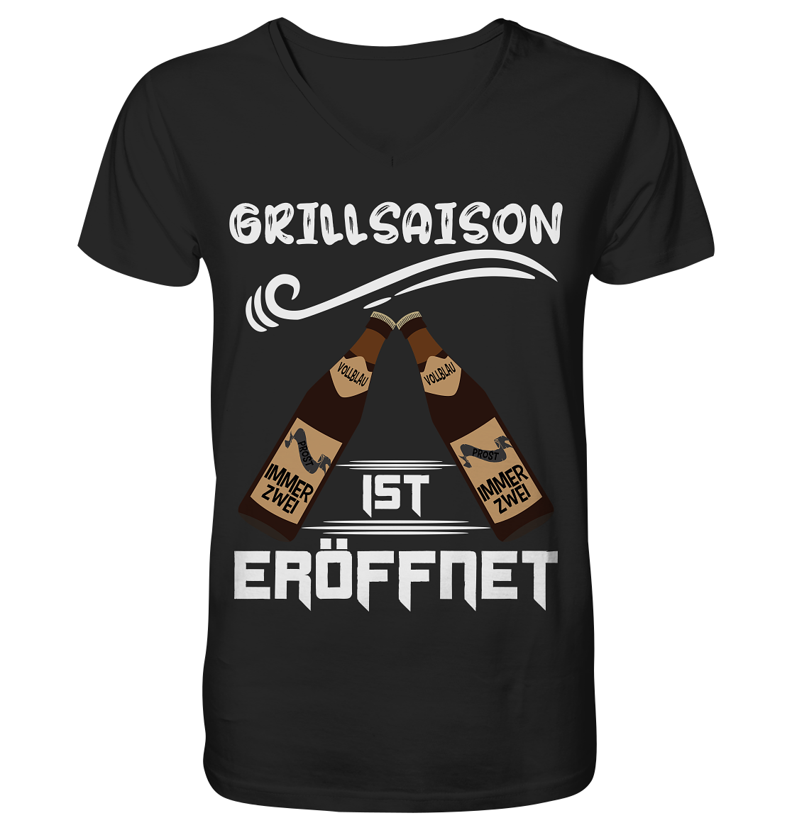 Grillsaison ist eröffnet, Grillen, Party, Feiern, Helles Design - V-Neck Shirt