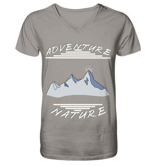 Adventure Nature, Abenteuer Natur, Camping, Geocaching - V-Neck Shirt