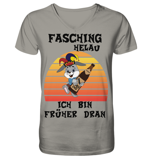 Fasching Helau, Osterhase feiert Karneval, Helau - V-Neck Shirt