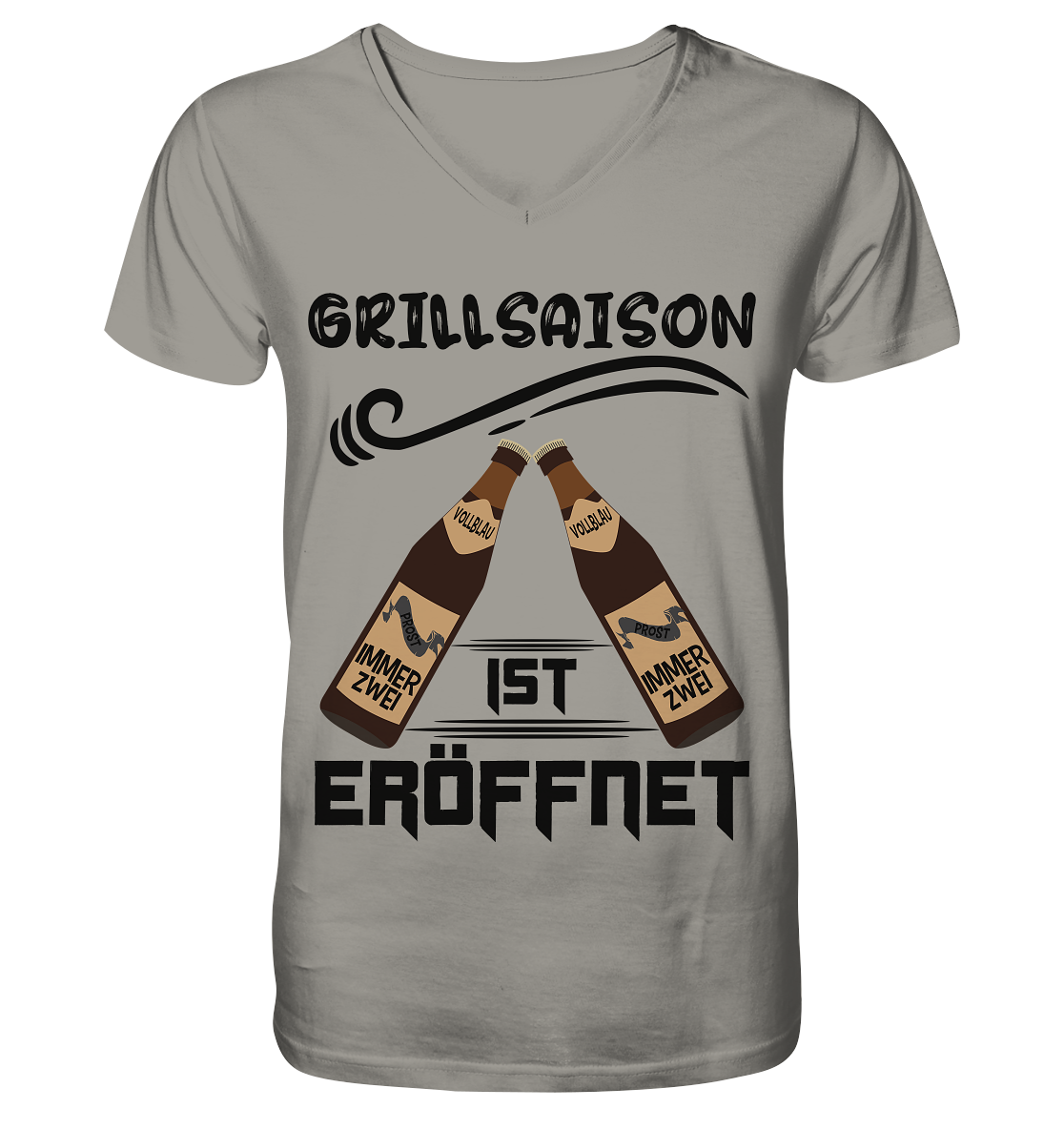 Grillsaison ist eröffnet, Grillen, Party, Feiern, Schwarzes Design - V-Neck Shirt