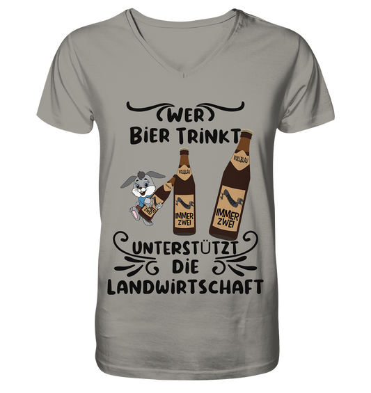 Wer Bier trinkt, Landwirtschaft unterstützen, Party - V-Neck Shirt