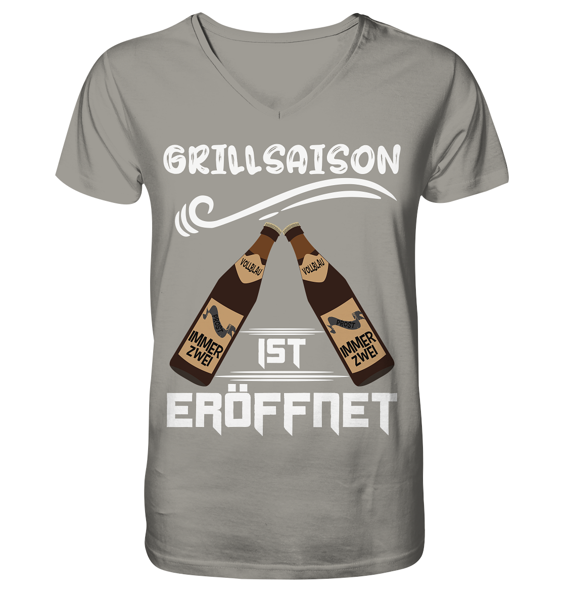 Grillsaison ist eröffnet, Grillen, Party, Feiern, Helles Design - V-Neck Shirt