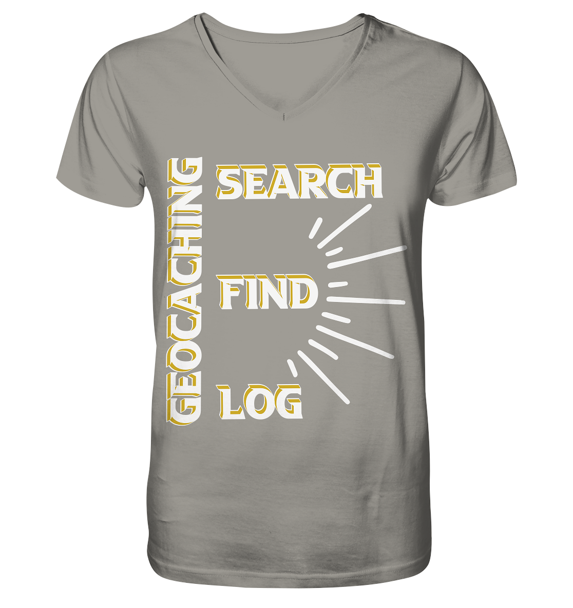 Geocaching-SEARCH-FIND-LOG, Cache Helles Disign - V-Neck Shirt