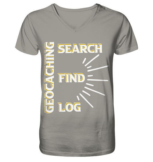 Geocaching-SEARCH-FIND-LOG, Cache Helles Disign - V-Neck Shirt