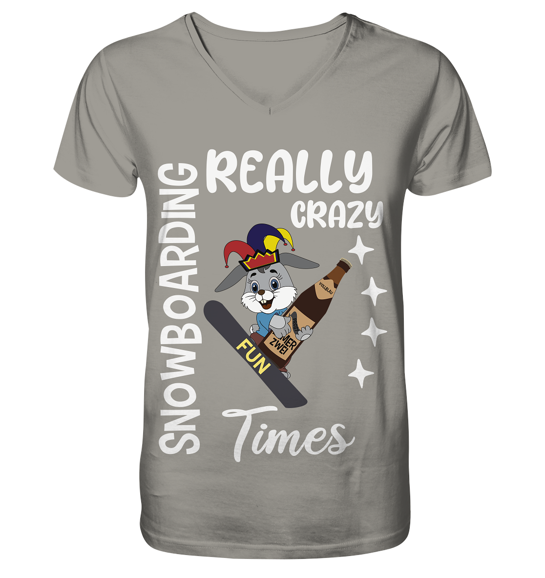 Snowboarding, Crazy Times, Snowboarder, Party - V-Neck Shirt