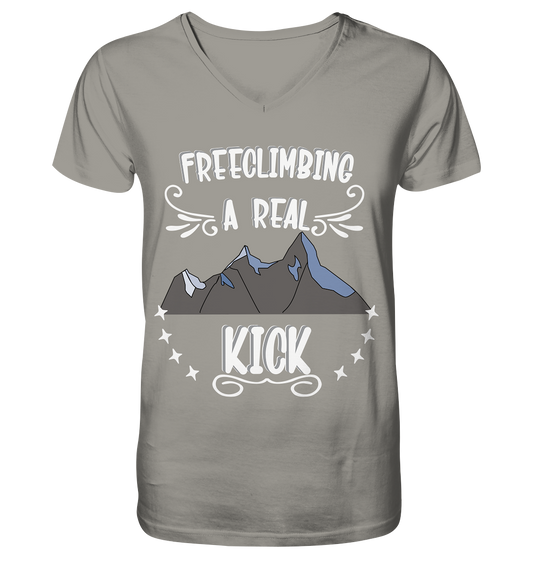 Freeclimbing - a real kick, sportlich & gefährlich - V-Neck Shirt