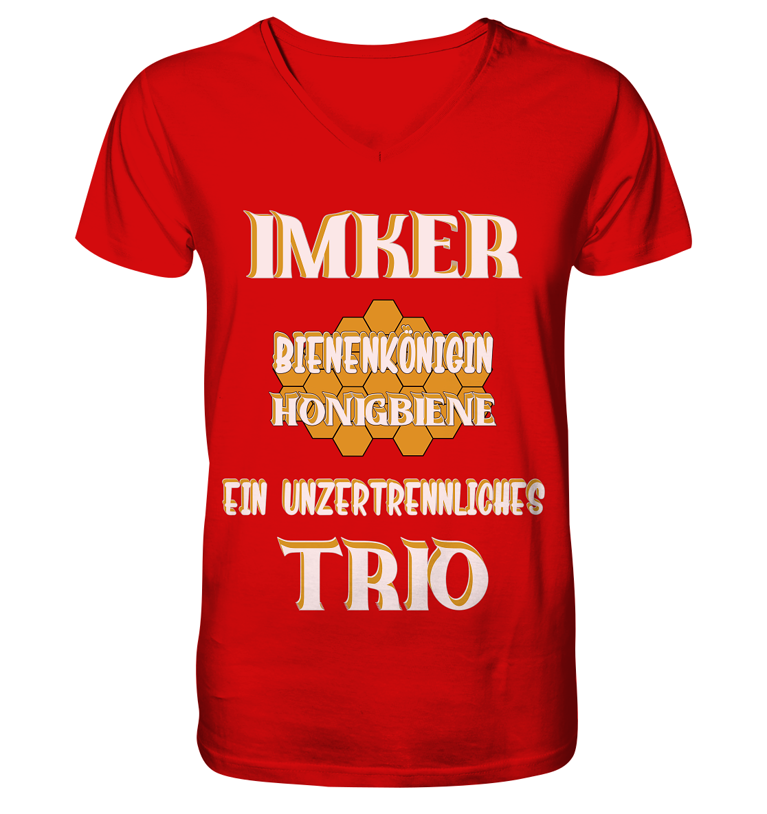 Imker- Bienenkönigin und Honigbiene, einTeam, Pfleger und Schützer von Bienen - V-Neck Shirt