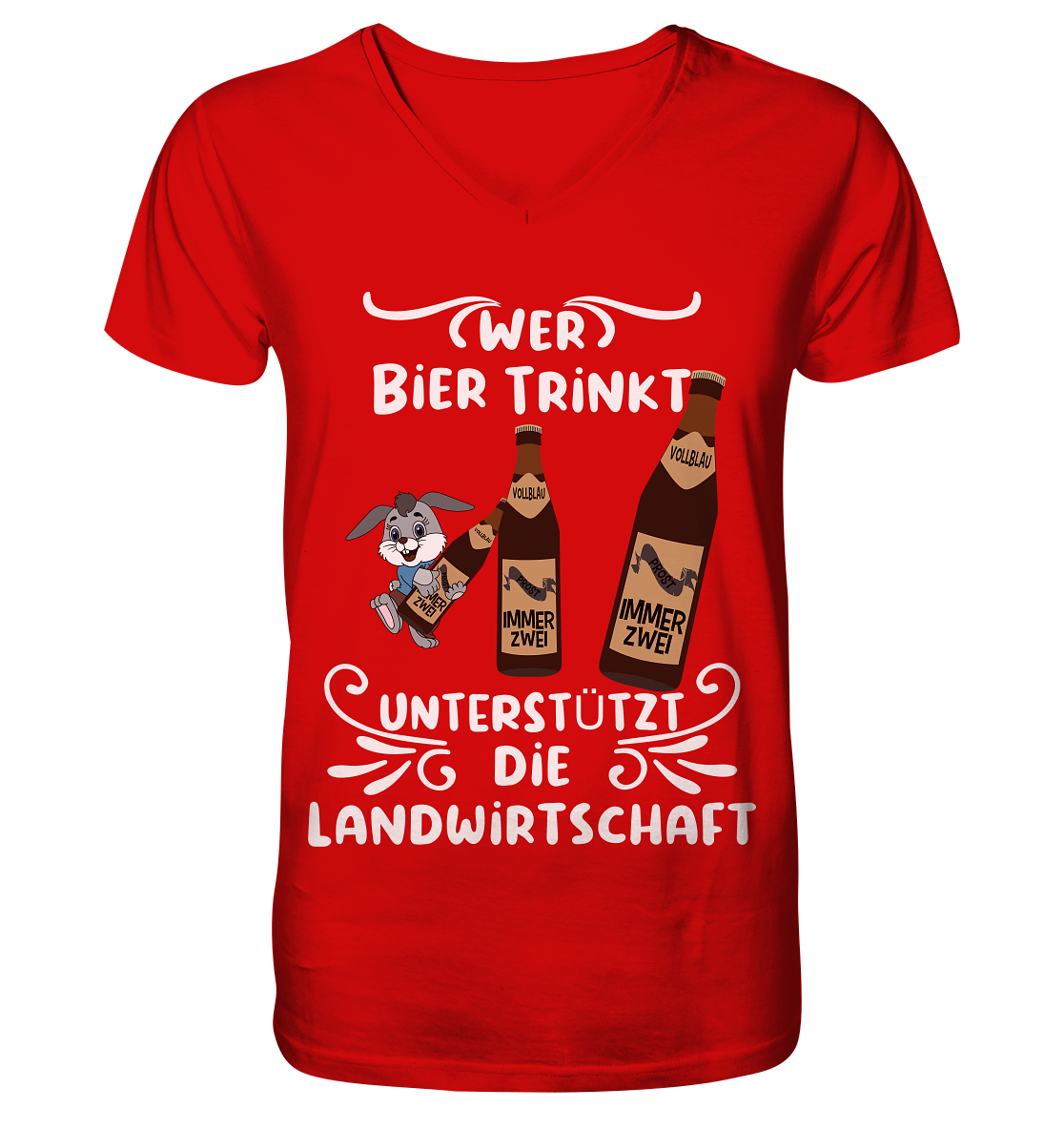 Wer Bier trinkt unterstützt die Landwirtschaft, Party- Shirt - V-Neck Shirt