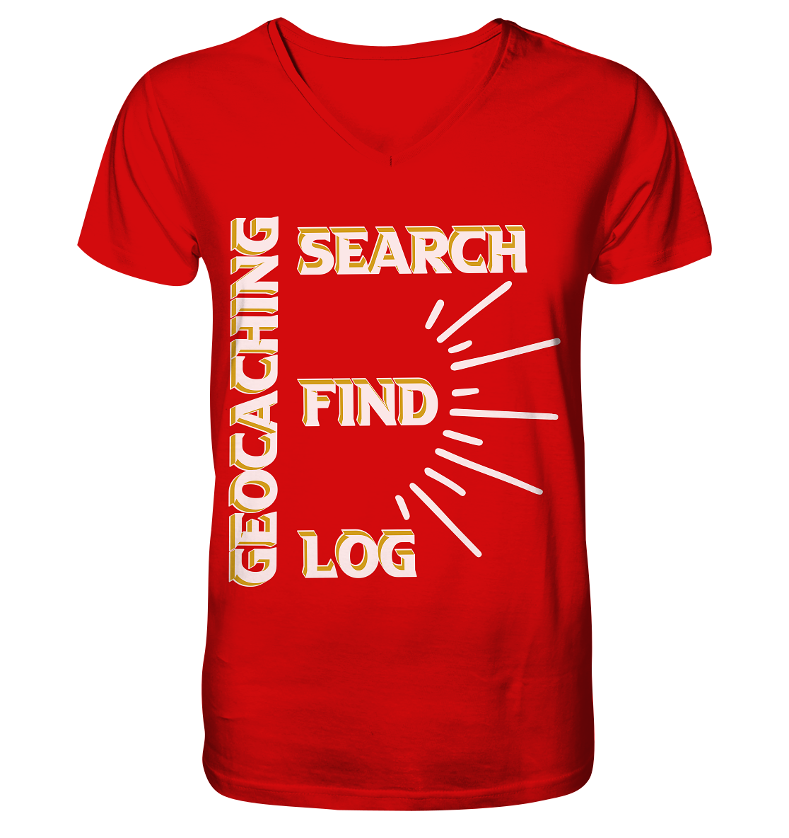 Geocaching-SEARCH-FIND-LOG, Cache Helles Disign - V-Neck Shirt