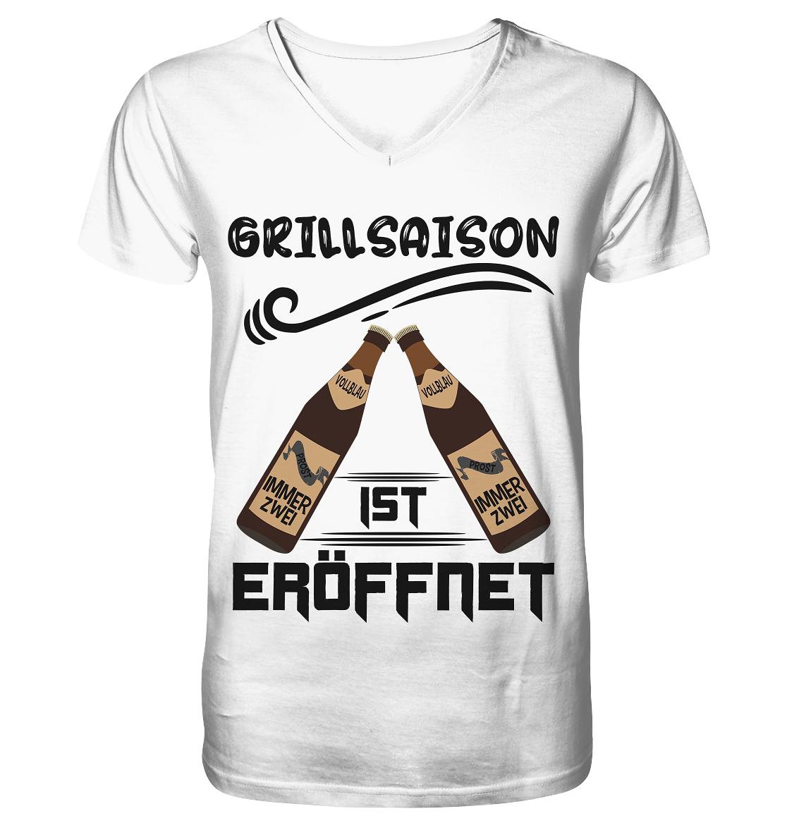 Grillsaison ist eröffnet, Grillen, Party, Feiern, Schwarzes Design - V-Neck Shirt